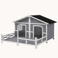 Load image into Gallery viewer, Wooden Dog House with Porch, Waterproof Asphalt Roof, Fencing, for S to M Dogs, Gray