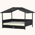 Load image into Gallery viewer, Dog House Outdoor with Canopy and Cushion for Small to Medium Pets Black and White