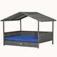 Load image into Gallery viewer, Dog House Outdoor with Canopy and Cushion for Small to Medium Pets Dark Gray and Blue