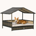 Load image into Gallery viewer, Dog House Outdoor with Canopy and Cushion for Small to Medium Pets Brown and Khaki