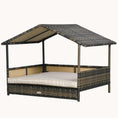 Load image into Gallery viewer, Dog House Outdoor with Canopy and Cushion for Small to Medium Pets Brown and Khaki