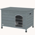 Load image into Gallery viewer, 31"L Wooden Dog Crate Wire Door with Lock with Openable Top Removable Bottom, Dark Gray
