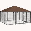 Load image into Gallery viewer, Outdoor Puppy Playpen with Canopy & Rotating Bowl, 6.9'x6.9'x5', Coffee