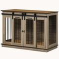 Load image into Gallery viewer, Sliding Barn Door Furniture Style Dog Crate w/ Removable Divider for Small/Large Dogs, Oak