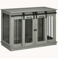 Load image into Gallery viewer, Sliding Barn Door Furniture Style Dog Crate w/ Removable Divider for S to L Dogs, Gray