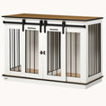 Load image into Gallery viewer, Sliding Barn Door Furniture Style Dog Crate w/ Removable Divider for S to L Dogs, White