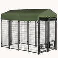 Load image into Gallery viewer, 8'x4'x6' Outdoor Dog Kennel with Rotating Bowls, Walk-In Design & Weatherproof Canopy, Green