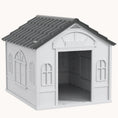 Load image into Gallery viewer, Plastic Dog Kennel, Water Resistant Puppy Shelter Outdoor/Indoor, Easy Assembly, Gray