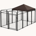 Load image into Gallery viewer, 9.3'x4.6' Galvanized Chain Link Dog Kennel with Waterproof Canopy & Lock for Large/Medium Dogs