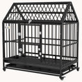 Load image into Gallery viewer, 48" Heavy-Duty Dog Crate with Locking Wheels, Double Doors, Removable Tray & Top Access - Black