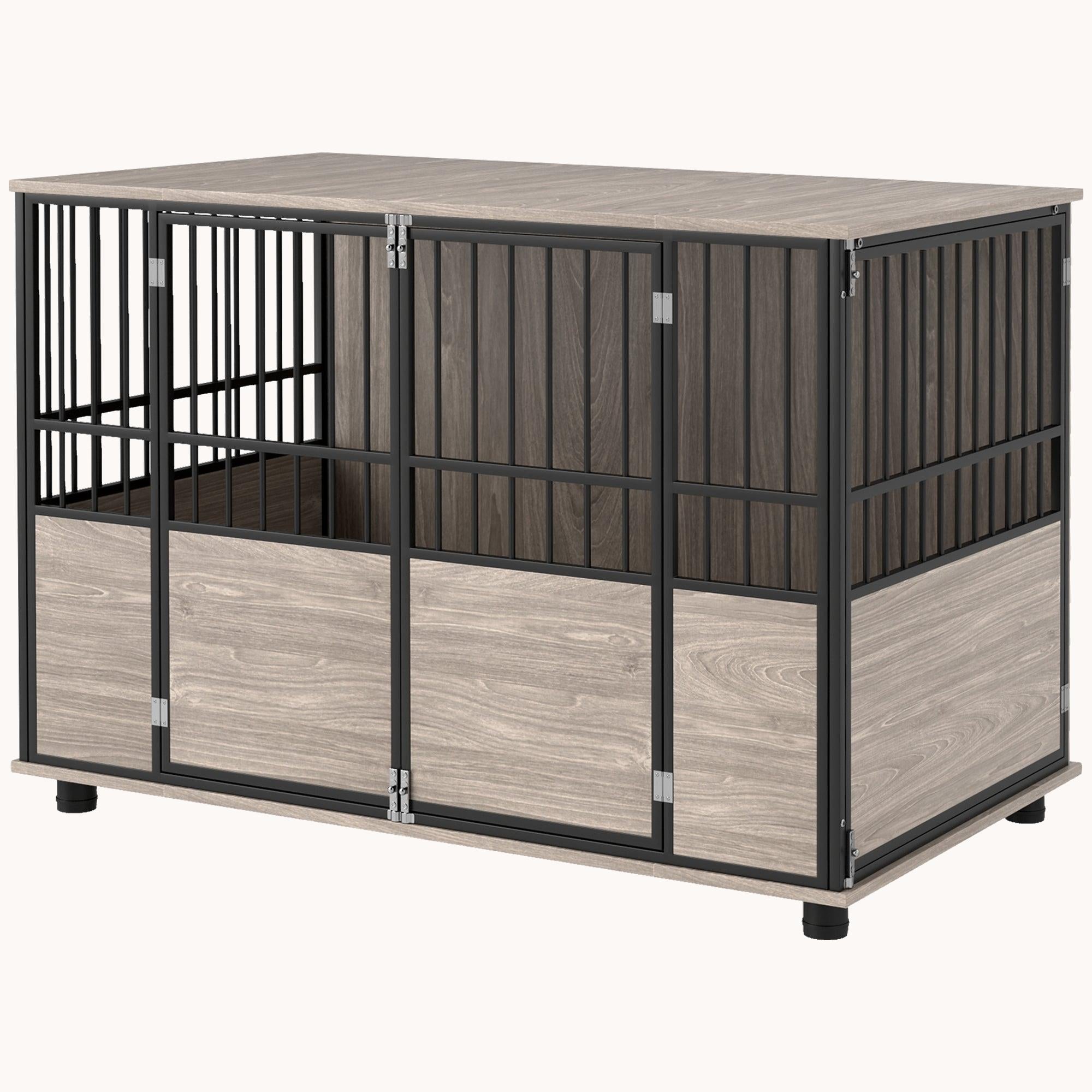 PawHut 3-Door Large Dog Kennel Furniture with Adjustable Feet