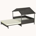 Load image into Gallery viewer, Extendable Wicker Dog Bed with Water-Resistant Roof & Removable Cushion Dark Brown