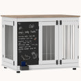 Load image into Gallery viewer, 3-Door Decorative Dog Crates with Blackboard and Non-Slip Foot Pads for Large Dogs, White