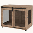 Load image into Gallery viewer, Sliding Barn Door Furniture Style Dog Crate with Adjustable Feet for Large Dogs, Brown
