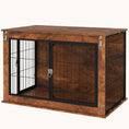 Load image into Gallery viewer, 3-Door Large Dog Kennel Furniture with Flip-up Top Opening and Foot Pad, Rustic Brown