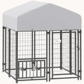 Load image into Gallery viewer, 3.9'x3.9'x4.5' Heavy Duty Welded Wire Dog Kennel with Adjustable Bowls & Waterproof Cover