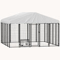 Load image into Gallery viewer, 9.8'x9.8'x6.8' Heavy-Duty Welded Wire Dog Kennel with Adjustable Bowls & Waterproof Cover