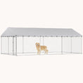 Load image into Gallery viewer, Large Outdoor Dog Kennel with Waterproof Roof, 20' x 10', Silver