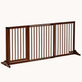 Load image into Gallery viewer, 3-Panel Adjustable Wooden Pet Gate with Lockable Door, Brown, 44.5"-65.25" L x14.25" H