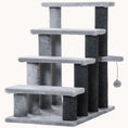 Load image into Gallery viewer, 4-Step Cat Tree Tower, 2-in-1 Cat Stairs with Scratching Posts & Hanging Toy Ball, Light Gray