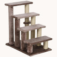 Load image into Gallery viewer, 4-Level Carpeted Cat Steps with Scratching Posts & Side Ledge for High Bed, Sofa, Brown