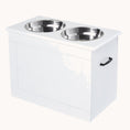 Load image into Gallery viewer, Elevated Dog Feeding Station with 2 Steel Bowls and Storage for Large Dogs, White