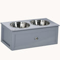 Load image into Gallery viewer, Dog Feeder Stand with Storage & 2 Stainless Steel Bowls for Medium Dogs, Gray