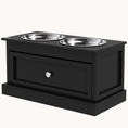 Load image into Gallery viewer, Raised Dog Bowls Double Diner with Storage Drawer Containing 11L Capacity, Black