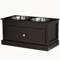 Load image into Gallery viewer, Raised Dog Bowls Double Diner with Storage Drawer Containing 11L Capacity, Brown