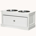 Load image into Gallery viewer, Raised Dog Bowls Double Diner with Storage Drawer Containing 11L Capacity, White