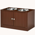 Load image into Gallery viewer, Raised Dog Bowl Stand with Storage Cabinet Containing Large 44L Capacity, Brown