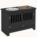 Load image into Gallery viewer, Elevated Dog Bowl Stand with 2-Bowls & Large Storage Cabinet Containing, Black