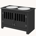 Load image into Gallery viewer, Elevated Dog Bowl Stand with 2-Bowls & Large Storage Cabinet Containing, Black
