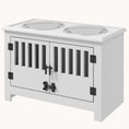 Load image into Gallery viewer, Dog Feeding Station with with 2-Bowls & Large Storage Cabinet Containing, White