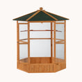 Load image into Gallery viewer, 69" Large Wooden Hexagonal Outdoor Aviary Flight Bird Cage With Covered Roof, Brown