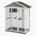 Load image into Gallery viewer, 64.5" Wooden Bird Cage Aviary, Flight Cage with 4 Perches, Nest and Slide-Out Tray for Indoor/Outdoor, Gray