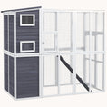 Load image into Gallery viewer, 77" Wooden Catio Window Box with Waterproof Roof, Platforms & Ramps, Light Gray