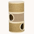 Load image into Gallery viewer, Nestique 27.5" 3-Story Cat Condo with Sisal Scratching Cover Khaki