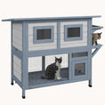 Load image into Gallery viewer, 2-Tier Weatherproof Outdoor Cat Shelter with Escape Door & Asphalt Roof, Light Gray