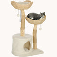 Load image into Gallery viewer, Nestique 37" Cat Tower with 2 Real Branch Scratching Posts Cream White