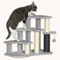 Load image into Gallery viewer, 2-in-1 Plush Cat Tree & Stairs with Scratching Posts and Toys Light Gray