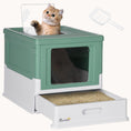 Load image into Gallery viewer, Foldable Hooded Cat Litter Box Smell-Proof Dual Entry Green