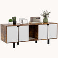 Load image into Gallery viewer, Hidden Litter Box TV Stand with Double Doors, 2 Cabinets & Drain Pad, Rustic Brown