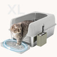 Load image into Gallery viewer, Large Stainless Steel Litter Box with High Sides & Anti-Leak Design, Light Gray