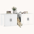 Load image into Gallery viewer, Hidden Cat Litter Box Enclosure for 2 Cats Double Room with Scratching Mat 57" x 19" x 20", White