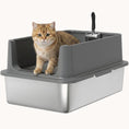 Load image into Gallery viewer, XL Stainless Steel Cat Litter Box High-Sided Includes Scoop & Pad Dark Gray