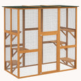 Load image into Gallery viewer, 71"L Wooden Outdoor Cat House with 6 High Ledges & Asphalt Roof Orange
