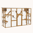 Load image into Gallery viewer, Outdoor Catio Enclosure with Weatherproof Roof, Shelves & Bridges, 118"x37.5"x74", Yellow
