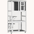 Load image into Gallery viewer, 74" Weatherproof Wheeled Wooden Catio Enclosure with High Weight Capacity White