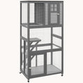 Load image into Gallery viewer, 74" Weatherproof Wheeled Wooden Catio Enclosure with High Weight Capacity, Light Gray